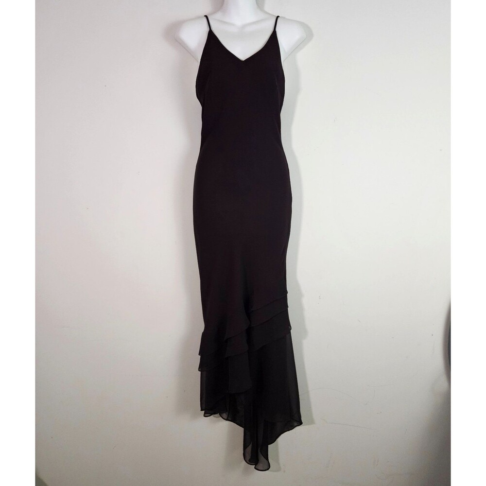 Lenovia Vintage Y2K Slip Midi Dress Small Chocolate Brown Whimsigoth Asymmetric